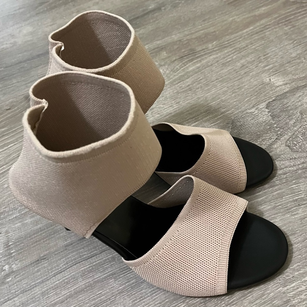 Elegant Beige Women's Stiletto Sandals Size 10.5